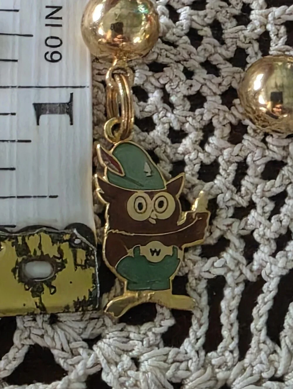 Vintage 1970s Woodsy Owl Enamel Horseshoe Screwball Key Ring NOS Vintage Gift